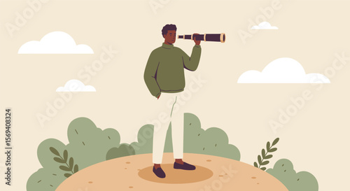 Black silhouette illustration of one person, a soldier with a weapon, in a forest