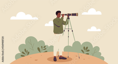 One black silhouette of a businessman holding a gun with a desert cactus in the background vector illustration concept
