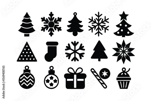 Christmas graphic design elements set for holiday projects