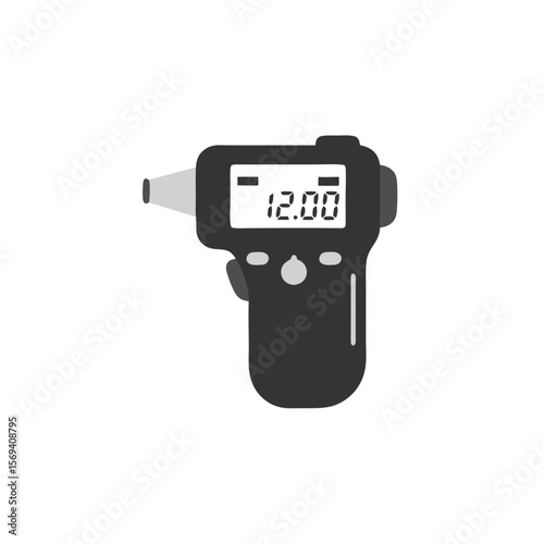 Flat vector icon of digital breathalyzer device with small screen and mouthpiece for alcohol detection

