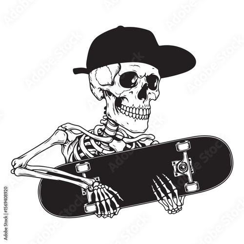 Cool Skater Skeleton Vector Design. AI generator
