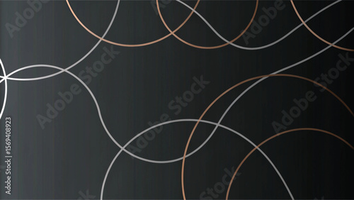 Abstract black and white background with flowing lines and circles creating a modern design