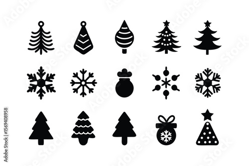 Christmas graphic design elements set for holiday projects