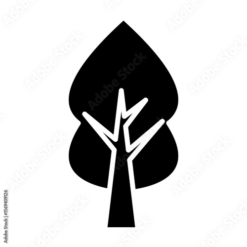 Silhouette tree set. Vector Cartoon Illustration