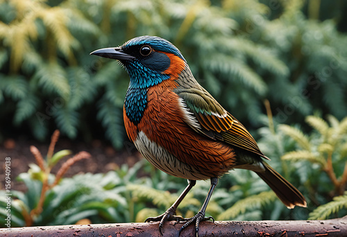 Colorful Songbird Perched on Branch – Vibrant Wildlife in Natural Habitat