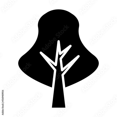Silhouette tree set. Vector Cartoon Illustration