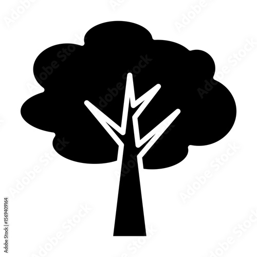 Silhouette tree set. Vector Cartoon Illustration