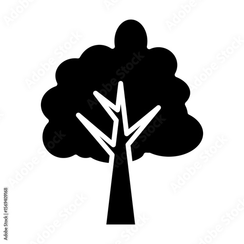 Silhouette tree set. Vector Cartoon Illustration