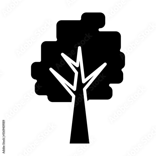 Silhouette tree set. Vector Cartoon Illustration