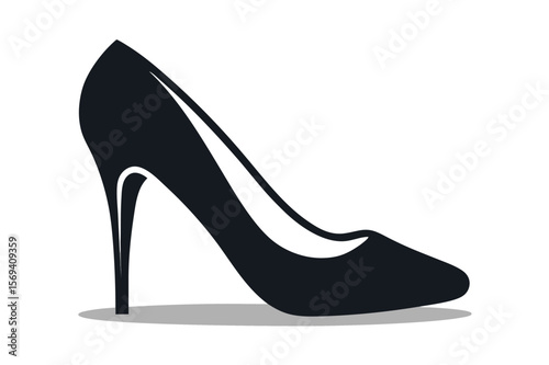 Solitary dark high heel shows off elegant curve over its understated shadow