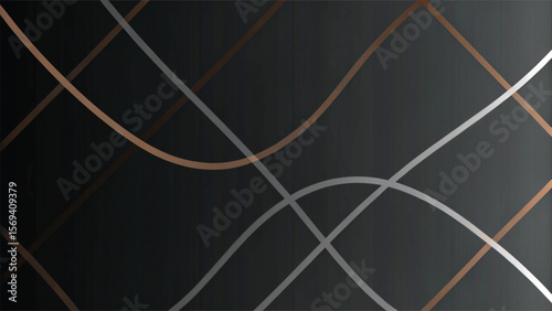 Abstract black and white background with flowing lines and circles creating a modern design