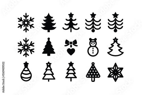 Christmas graphic design elements set for holiday projects