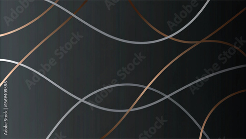 Abstract black and white background with flowing lines and circles creating a modern design