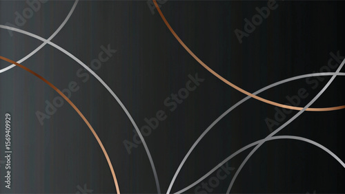Abstract black and white background with flowing lines and circles creating a modern design