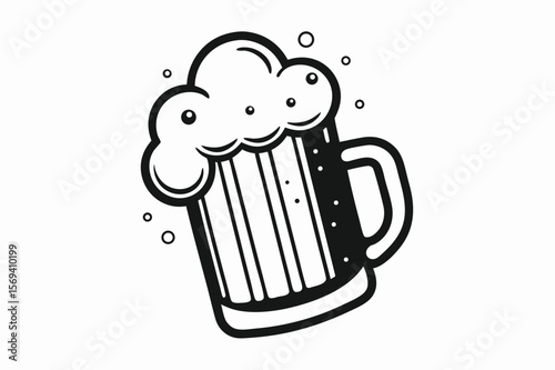 Simple icon shows black beer mug overflowing with white foamy head against plain background