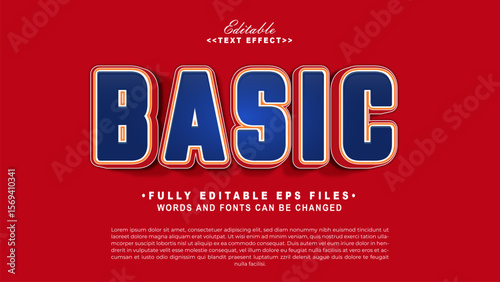 3d blue basic text effect.typhography logo