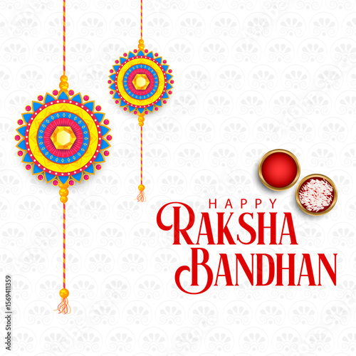 greeting card and template banner for sales promotion advertisement with decorative Rakhi for Raksha Bandhan, Indian festival for brother and sister bonding celebration