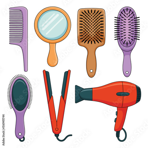 Various Hair Styling Tools Collection