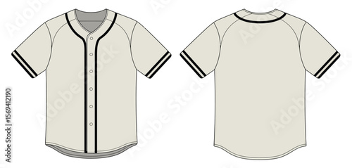 Beige Baseball Jersey Technical Drawing