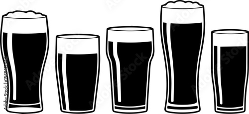 set of beer glass silhouette vector illustration