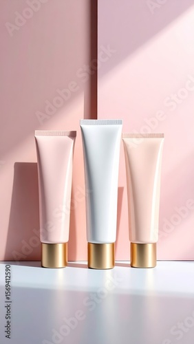 Wallpaper Mural Pastel Cosmetic Tubes on a Two Tone Background Torontodigital.ca