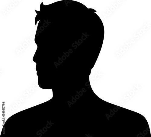Men head silhouette avatar, profile icons, vector illustration