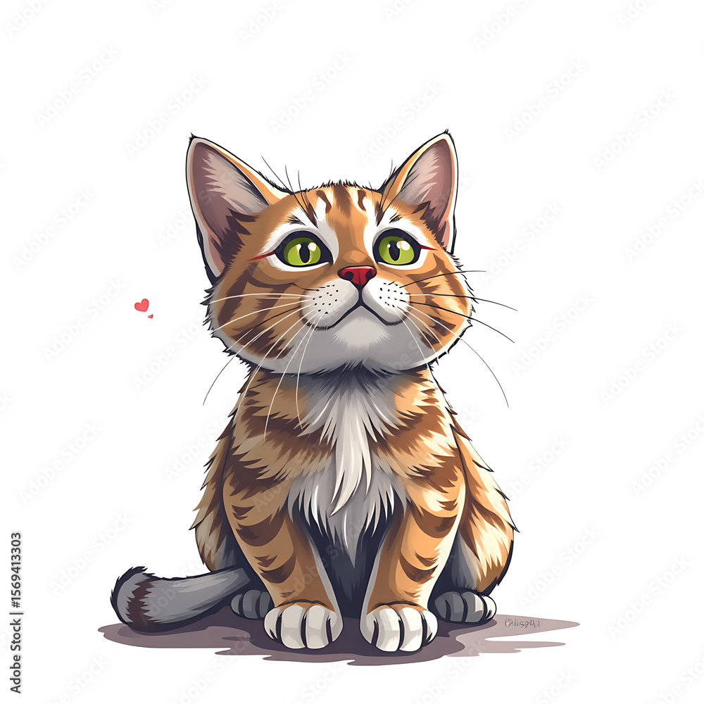 Fototapeta premium Heartfelt Gaze: Adorable Kitten Looking Up