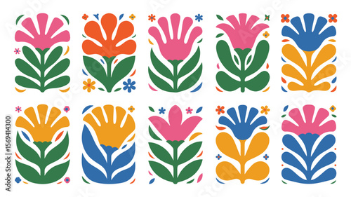Botanical Doodle Art Vector Set – Abstract Floral and Leaf Shapes for Print, Wallpaper, Clipart, and Wall Art, Perfect for Modern Home Decoration and Design


