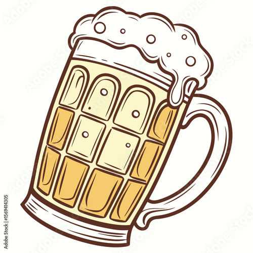 Frothy Beer Mug Illustration beverage drink