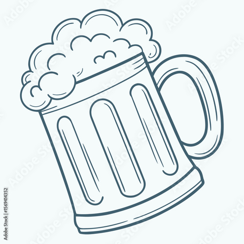 Frothy Beer Mug Illustration beverage drink