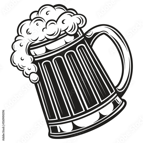 Frothy Beer Mug Illustration bubbly beverage