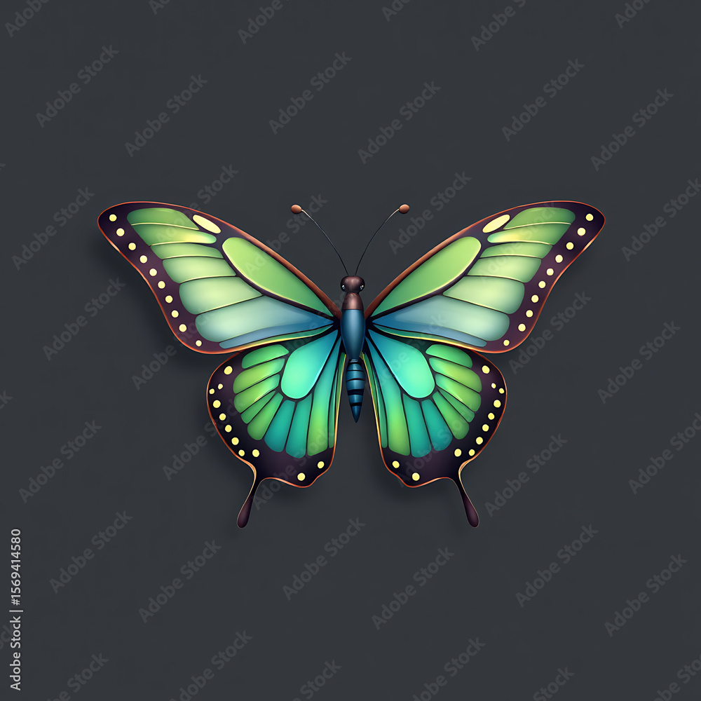 Obraz premium Emerald Wings: Elegant Green Butterfly on Dark