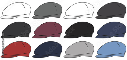 Various Colored Newsboy Caps Illustration