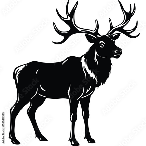 Majestic elk with large antlers standing proudly silhouette