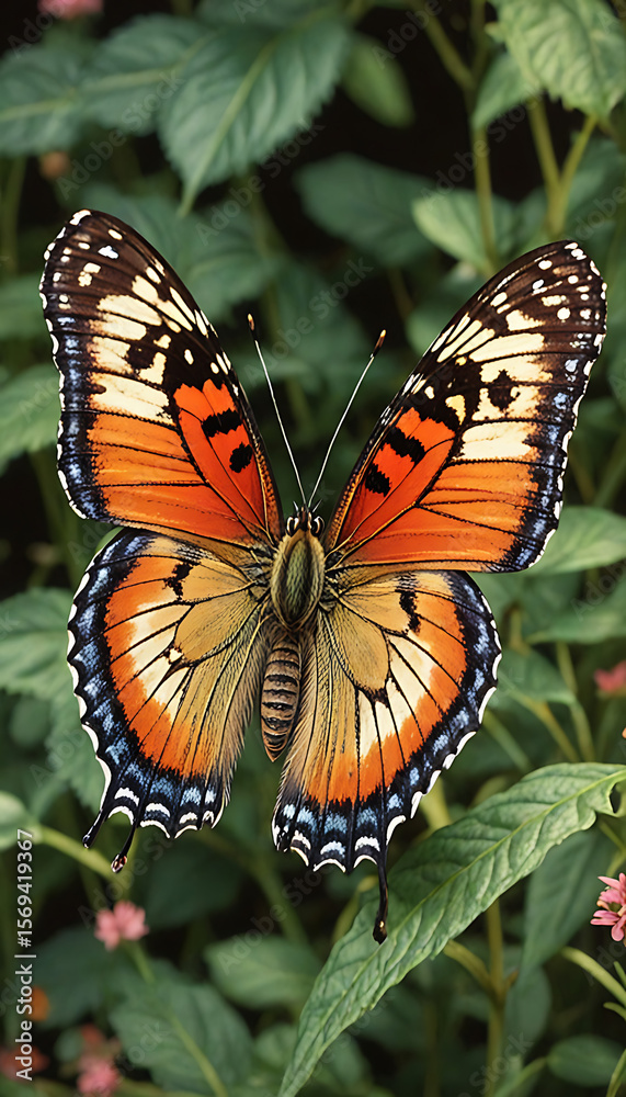 Fototapeta premium Monarch Butterfly on Orange Blossom – Stunning Macro of Nature’s Elegance