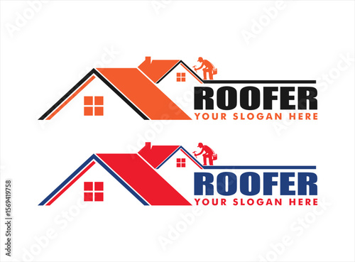 roofer repair and maintenance service logo design vector illustration isolated on background