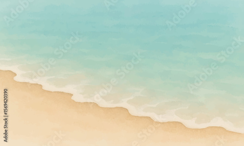 Watercolor Ocean Background – Simple and Refreshing Summer Beach Illustration