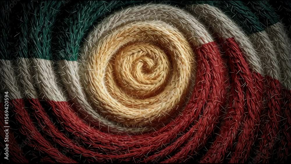 Rope Spiral Art: A captivating close-up of intricately coiled ropes, forming a spiral design with vibrant colors that evokes a sense of tactile beauty and artistic expression.