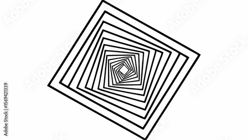 Abstract geometric optical illusion of nested squares receding into infinity