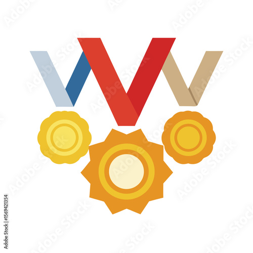 Award Medals in Gold Silver and Bronze with Clip Style