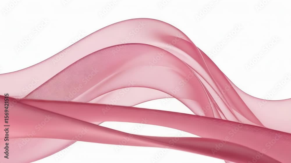 A soft pink abstract wave gracefully flows across a white background, creating a gentle and calming design