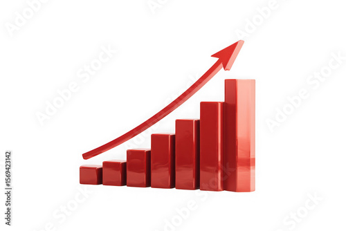 Red 3d bar graph with upward trend arrow isolated on transparent background Free Download Red 3d bar graph with upward trend arrow isolated on transparent background - GFXLoad