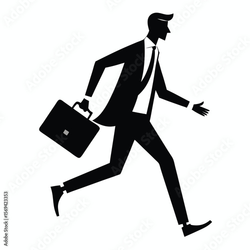 Businessman Running with Briefcase - Modern Silhouette