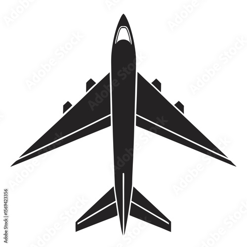 Simple Black Silhouette of a Commercial Airplane