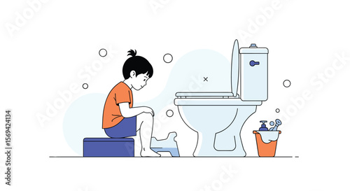 Child toilet training success with potty seat and toilet together for little kids