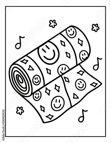 vector illustration of groovy summer coloring pages