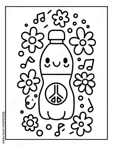 vector illustration of groovy summer coloring pages