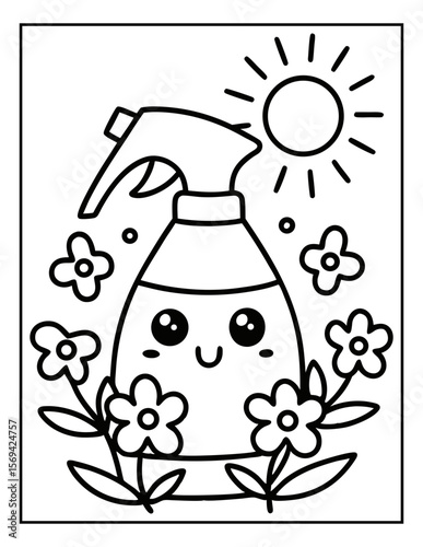 vector illustration of groovy summer coloring pages