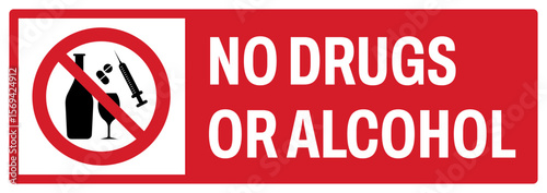 prohibition safety signs v2 uppercase text_no drugs or alcohol landscape size 1/2 a4,a3,a2,a1 