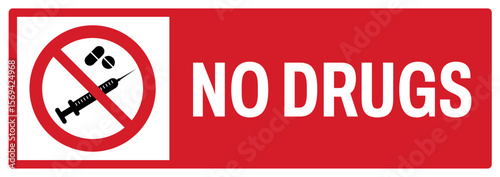 prohibition safety signs v2 uppercase text_no drugs landscape size 1/2 a4,a3,a2,a1 